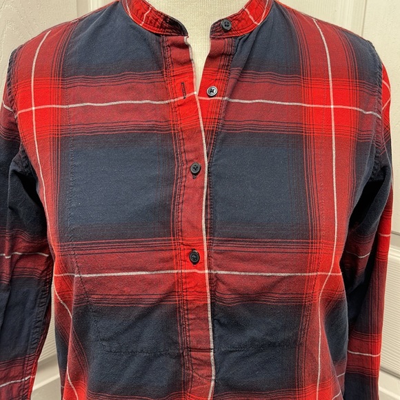 Gap Plaid Red White Blue Cotton Long Sleeve Shirt Small - Picture 4 of 10